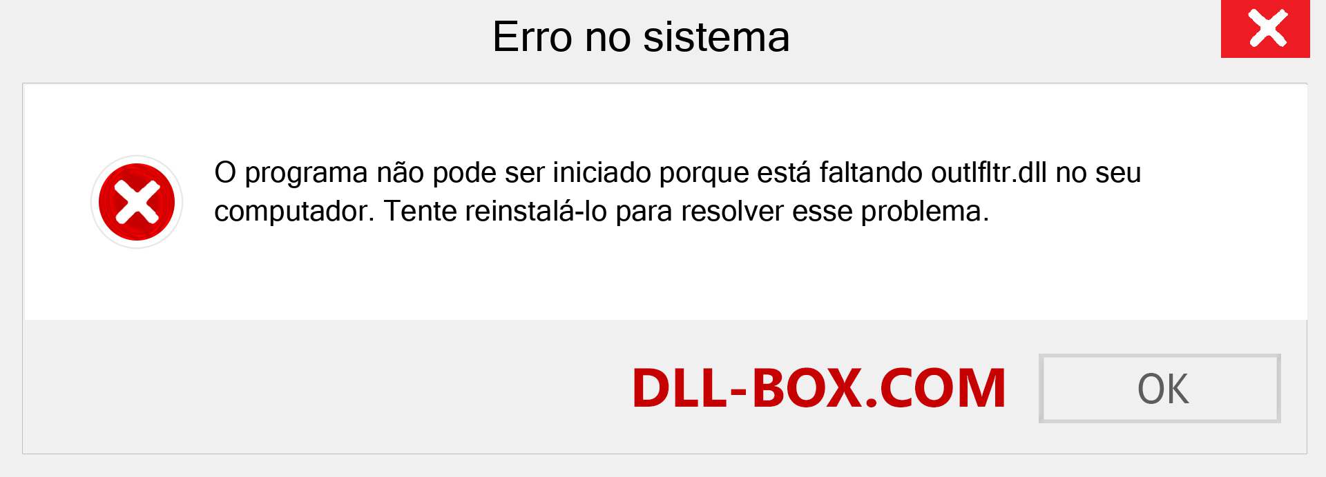 Arquivo outlfltr.dll ausente ?. Download para Windows 7, 8, 10 - Correção de erro ausente outlfltr dll no Windows, fotos, imagens